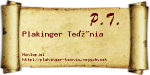 Plakinger Teónia névjegykártya